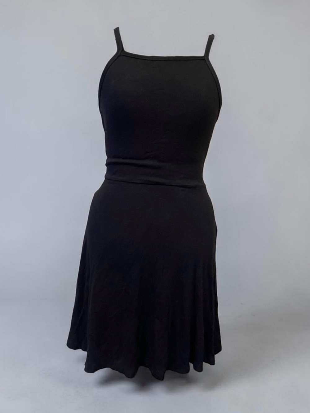 Express Black Ribbed Lace-Up Back Bodycon Dress